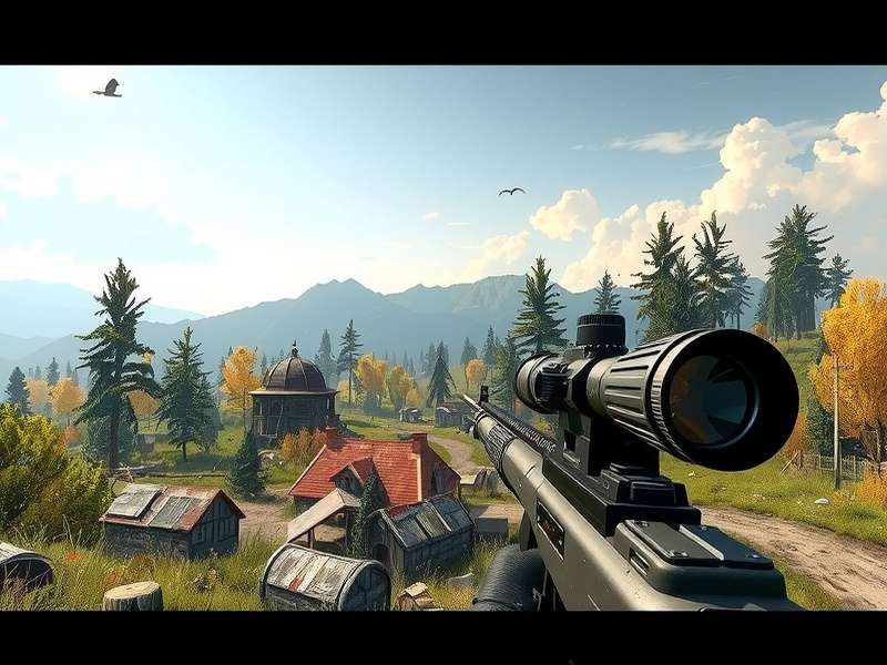 Sniper 3D Gameplay - Character aiming down sniper scope in urban environment