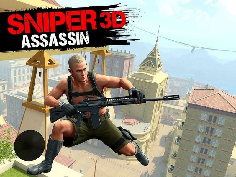 Sniper 3D Assassin gameplay screenshot showing a sniper in action