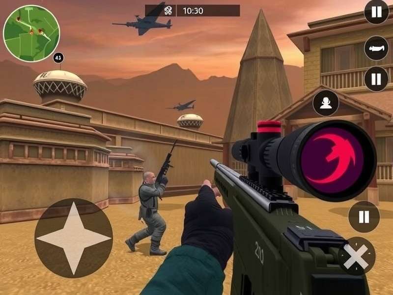 Sniper 3D Game Online Play gameplay screenshot showing sniper scope view