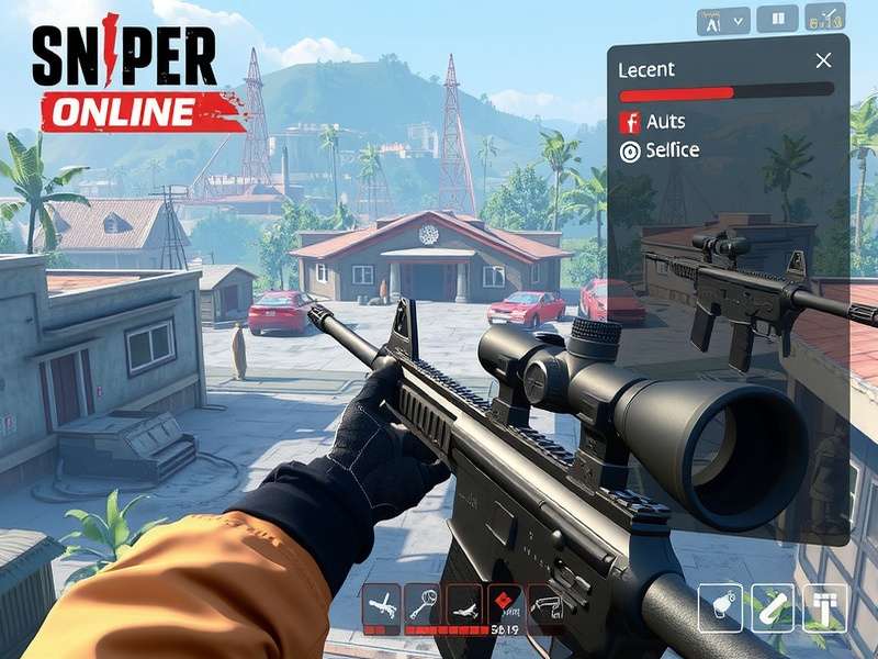 Sniper scope view targeting an enemy in an urban environment