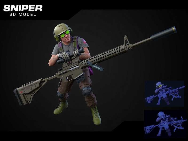 High-quality 3D model of a sniper rifle from Sniper 3D game