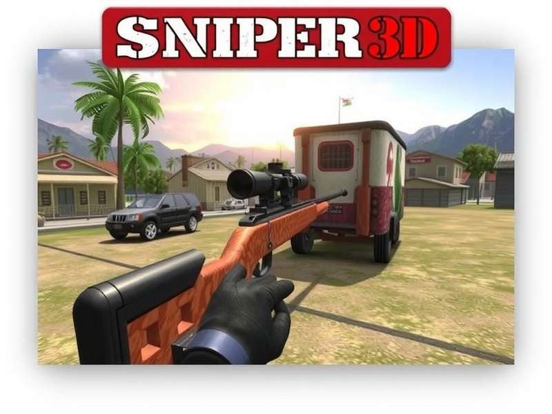 Sniper 3D Gameplay on PC showing sniper scope and target