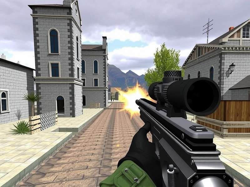 Sniper 3D Gameplay screenshot showing sniper scope view