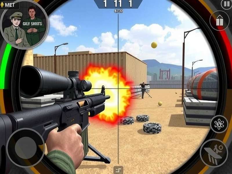 Sniper 3D gameplay screenshot showing a sniper mission