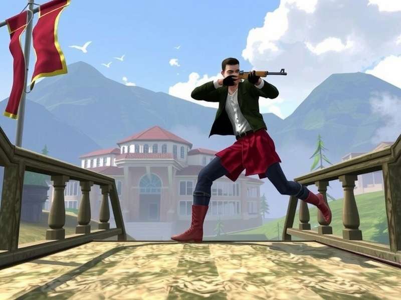 Sniper 3D Assassin gameplay screenshot showing crosshair and urban environment