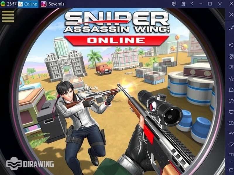 Sniper 3D Assassin Gameplay Scene showing a sniper scope view