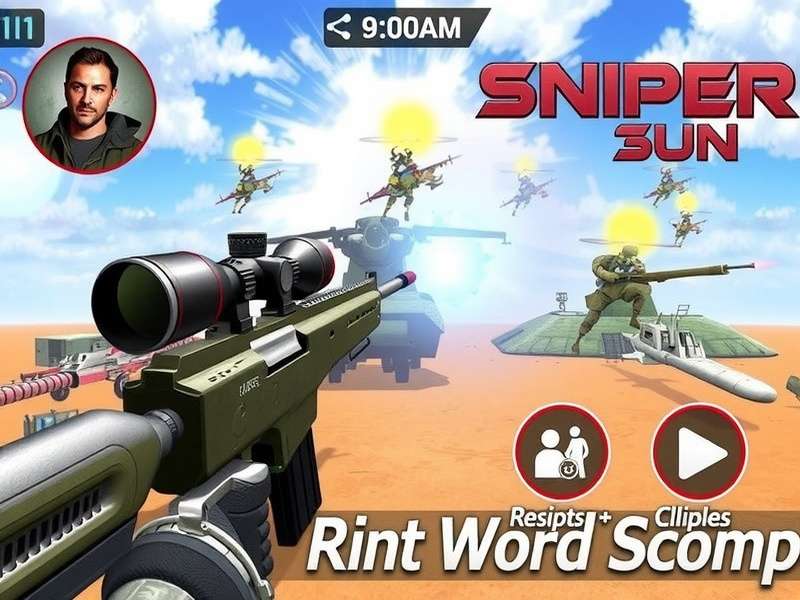 Sniper 3D Gun Shooter Offline gameplay screenshot showing sniper rifle scope view