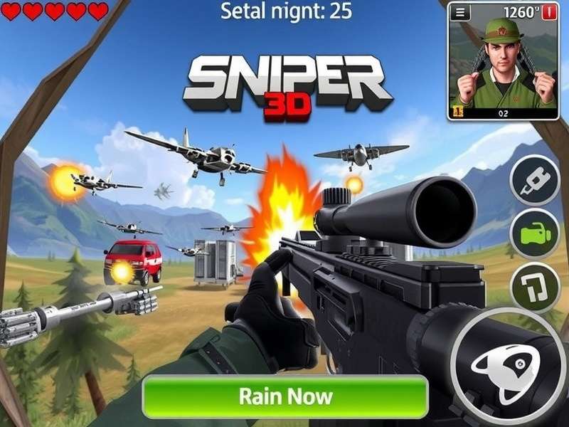 Sniper 3D Mod Apk gameplay screenshot showing unlimited resources