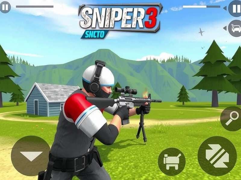 Sniper 3D Mod Apk Unlimited Energy - Hero Banner with sniper scope and unlimited energy icon