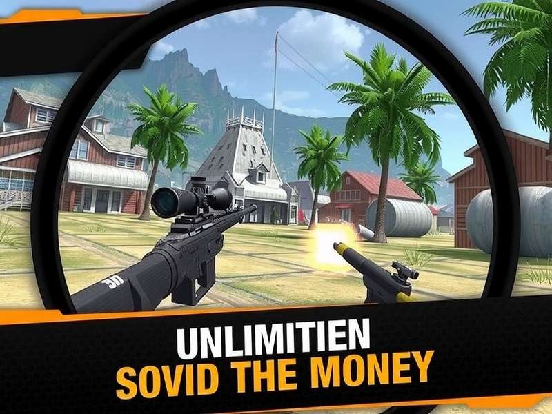 Sniper 3D Assassin Mod Apk Unlimited Money banner showing gameplay and unlimited coins