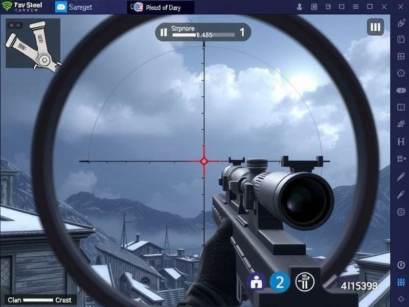 Sniper 3D PvP target acquisition guide showing crosshair and battlefield